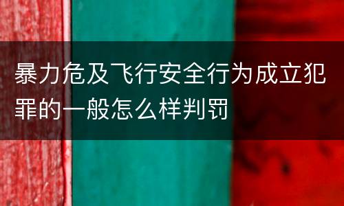 暴力危及飞行安全行为成立犯罪的一般怎么样判罚