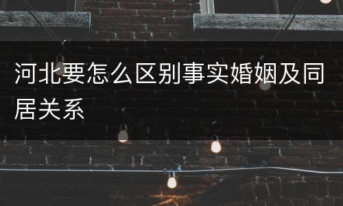 河北要怎么区别事实婚姻及同居关系