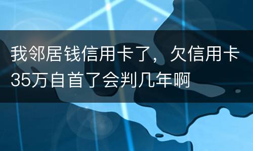 我邻居钱信用卡了，欠信用卡35万自首了会判几年啊