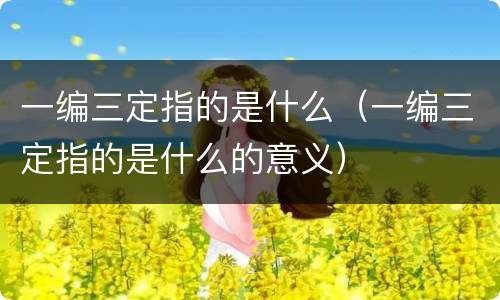 一编三定指的是什么（一编三定指的是什么的意义）