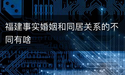福建事实婚姻和同居关系的不同有啥