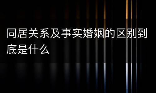 同居关系及事实婚姻的区别到底是什么
