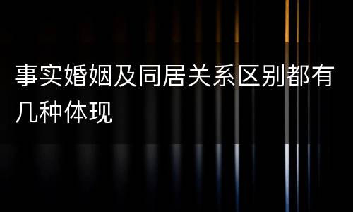 事实婚姻及同居关系区别都有几种体现