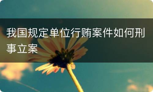 我国规定单位行贿案件如何刑事立案