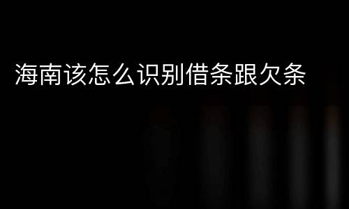 海南该怎么识别借条跟欠条