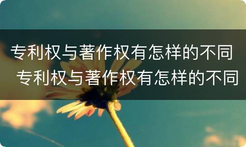 专利权与著作权有怎样的不同 专利权与著作权有怎样的不同点