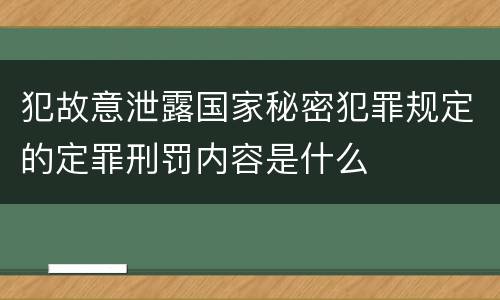 犯故意泄露国家秘密犯罪规定的定罪刑罚内容是什么