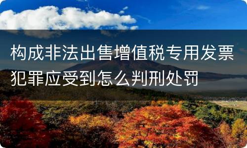 构成非法出售增值税专用发票犯罪应受到怎么判刑处罚
