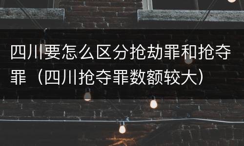 四川要怎么区分抢劫罪和抢夺罪（四川抢夺罪数额较大）