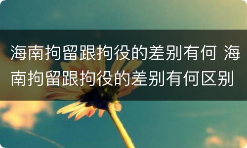 海南拘留跟拘役的差别有何 海南拘留跟拘役的差别有何区别呢