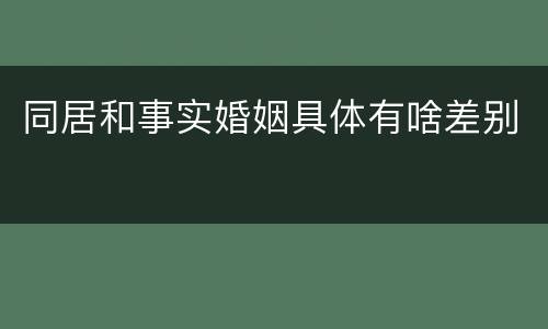 同居和事实婚姻具体有啥差别