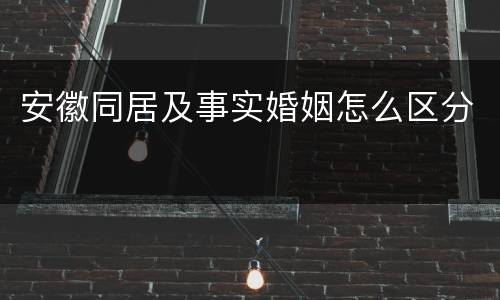 安徽同居及事实婚姻怎么区分