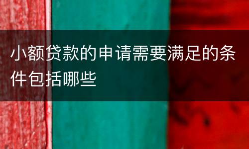 小额贷款的申请需要满足的条件包括哪些