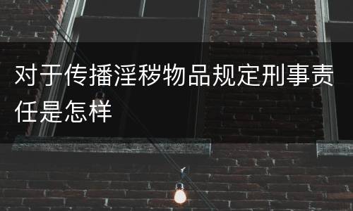 对于传播淫秽物品规定刑事责任是怎样