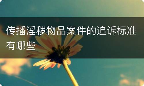 传播淫秽物品案件的追诉标准有哪些