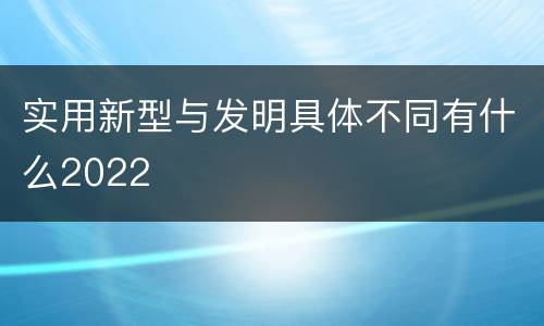 实用新型与发明具体不同有什么2022