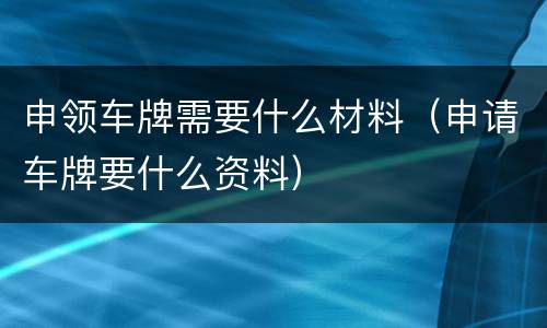 申领车牌需要什么材料（申请车牌要什么资料）
