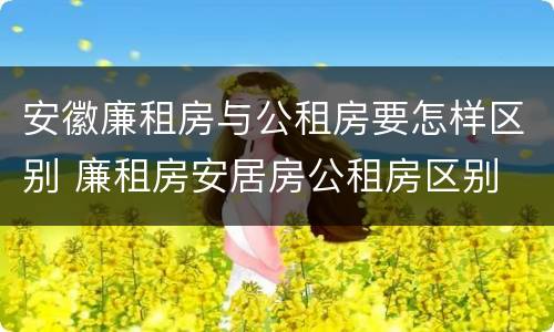 安徽廉租房与公租房要怎样区别 廉租房安居房公租房区别