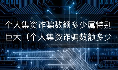 个人集资诈骗数额多少属特别巨大（个人集资诈骗数额多少属特别巨大罪）