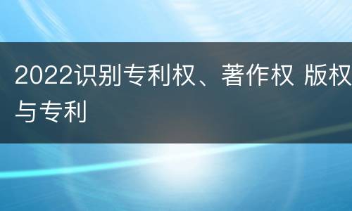 2022识别专利权、著作权 版权与专利