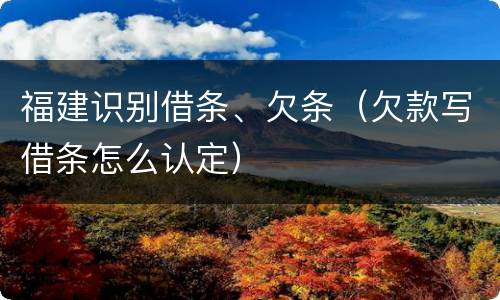 福建识别借条、欠条（欠款写借条怎么认定）