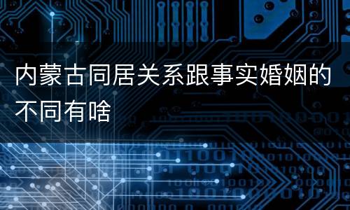 内蒙古同居关系跟事实婚姻的不同有啥