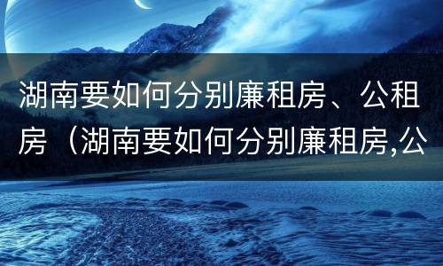 湖南要如何分别廉租房、公租房（湖南要如何分别廉租房,公租房和民宅）