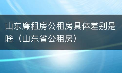 山东廉租房公租房具体差别是啥（山东省公租房）