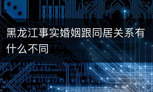 黑龙江事实婚姻跟同居关系有什么不同