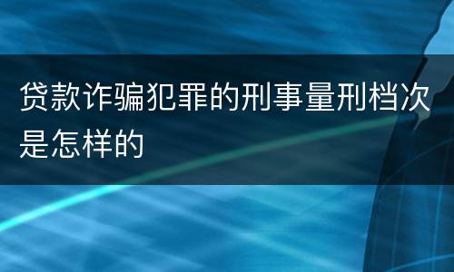 贷款诈骗犯罪的刑事量刑档次是怎样的