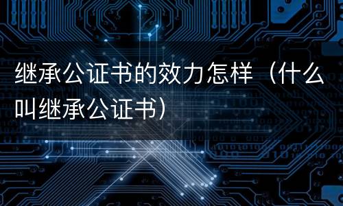 继承公证书的效力怎样（什么叫继承公证书）