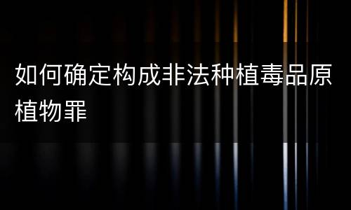 如何确定构成非法种植毒品原植物罪