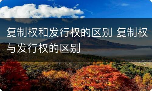 复制权和发行权的区别 复制权与发行权的区别