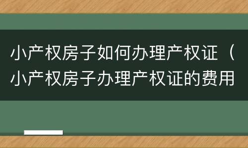 小产权房子如何办理产权证（小产权房子办理产权证的费用是多少）