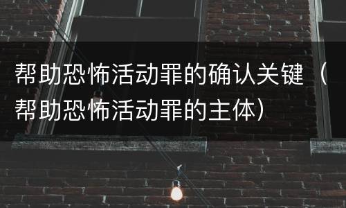 帮助恐怖活动罪的确认关键（帮助恐怖活动罪的主体）