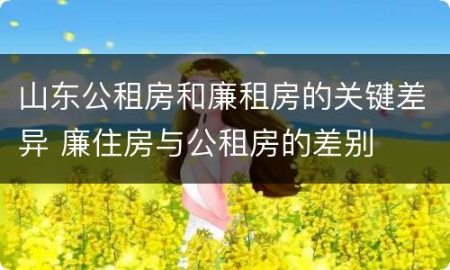 山东公租房和廉租房的关键差异 廉住房与公租房的差别