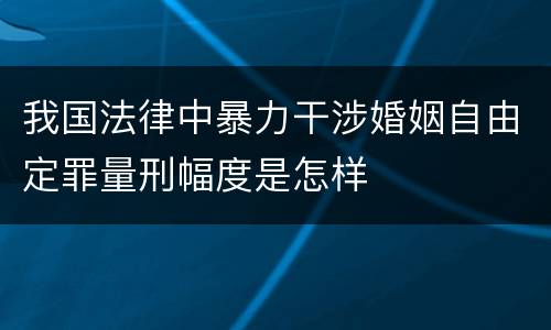 我国法律中暴力干涉婚姻自由定罪量刑幅度是怎样