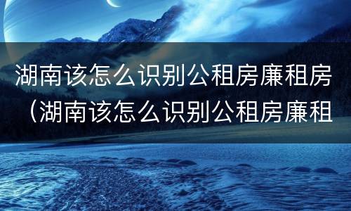 湖南该怎么识别公租房廉租房（湖南该怎么识别公租房廉租房信息）