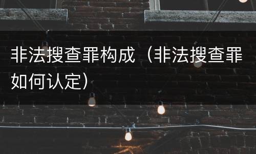 非法搜查罪构成（非法搜查罪如何认定）