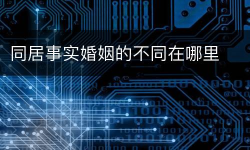 同居事实婚姻的不同在哪里