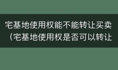 宅基地使用权能不能转让买卖（宅基地使用权是否可以转让）