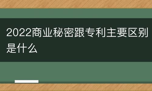 2022商业秘密跟专利主要区别是什么