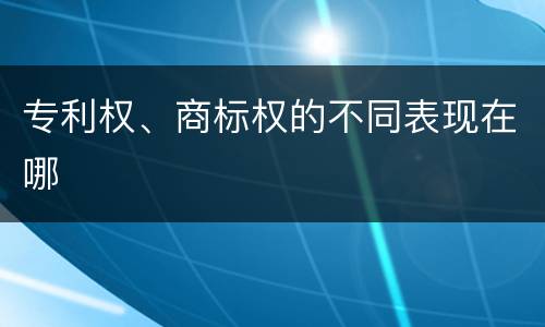 专利权、商标权的不同表现在哪