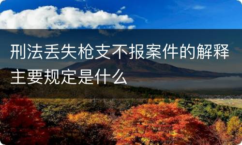 刑法丢失枪支不报案件的解释主要规定是什么