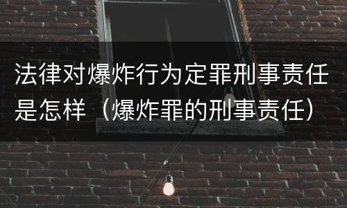法律对爆炸行为定罪刑事责任是怎样（爆炸罪的刑事责任）