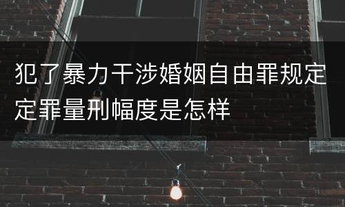 犯了暴力干涉婚姻自由罪规定定罪量刑幅度是怎样