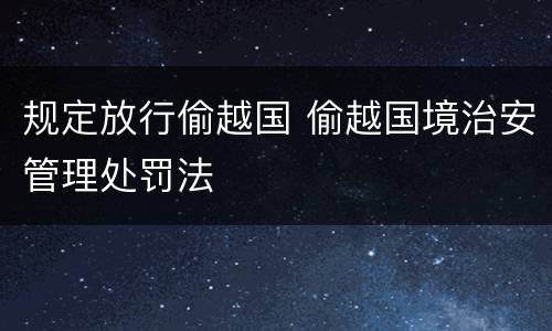 规定放行偷越国 偷越国境治安管理处罚法