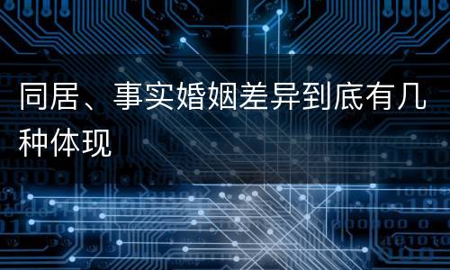 同居、事实婚姻差异到底有几种体现