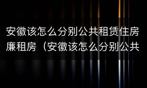 安徽该怎么分别公共租赁住房廉租房（安徽该怎么分别公共租赁住房廉租房和住宅）