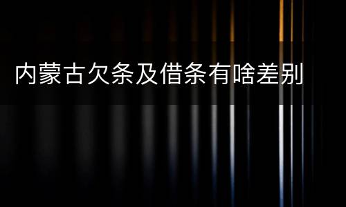 内蒙古欠条及借条有啥差别